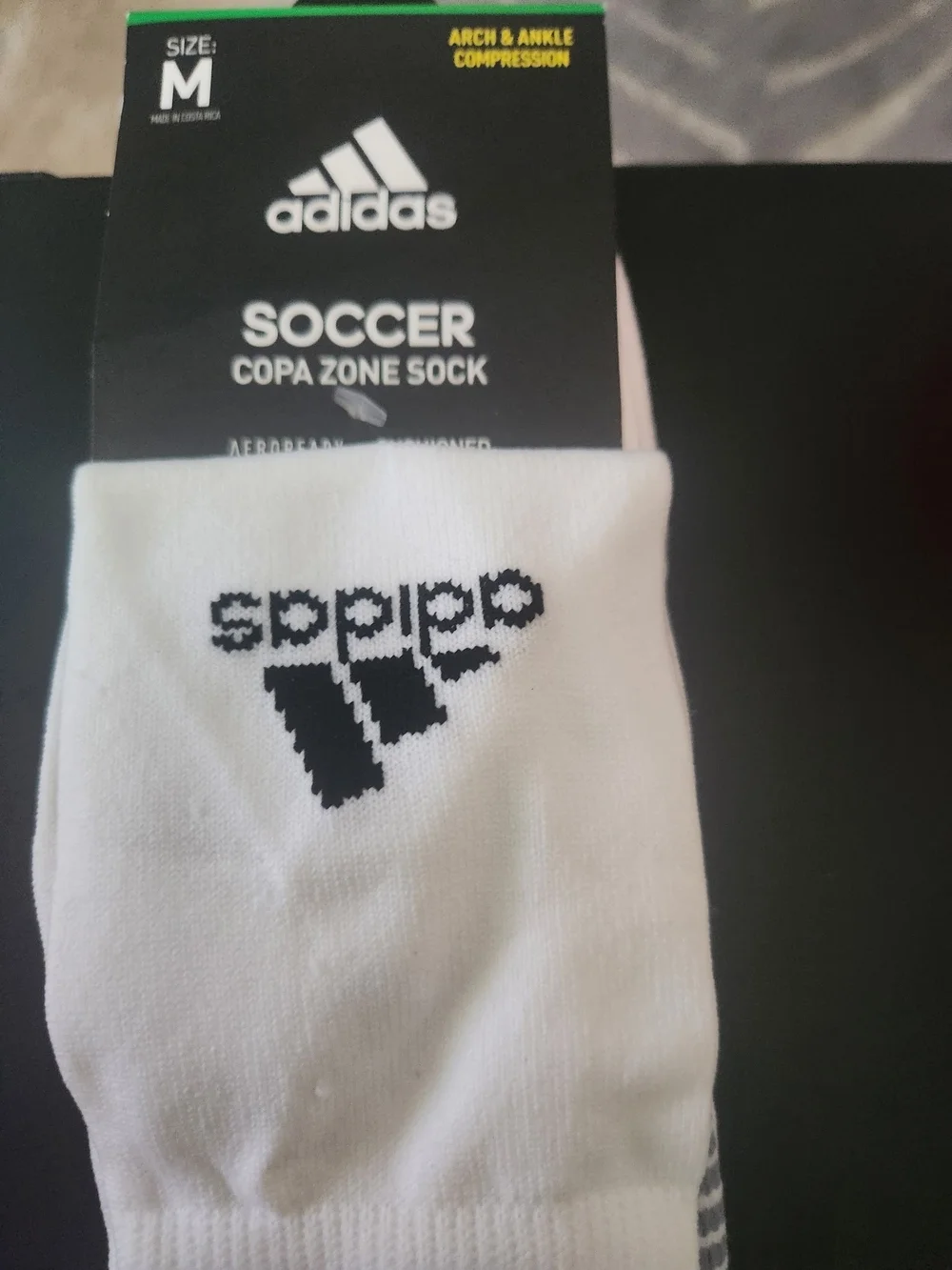 ADIDAS COPA ZONE SOCCER Men’s White Crew Cushion Socks – Medium